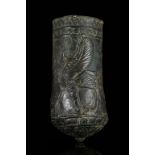 WESTERN ASIATIC BRONZE BEAKER WITH WINGED BULL