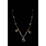 BRONZE AGE CARNELIAN AND BRONZE AMULETIC NECKLACE