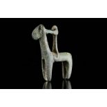 GREEK ARCHAIC BRONZE HORSE AND RIDER FIGURE