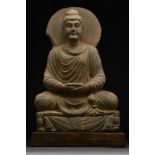 GANDHARAN SCHIST SEATED BUDDHA