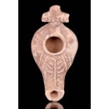 BYZANTINE TERRACOTTA OIL LAMP WITH CROSS