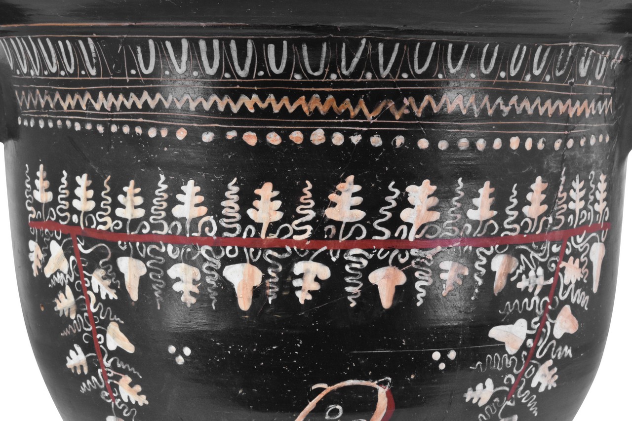 GREEK GNATHIAN POTTERY BELL KRATER WITH GRAPE VINES - Image 7 of 8