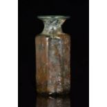 ANCIENT ROMAN GLASS FLASK WITH CROSS