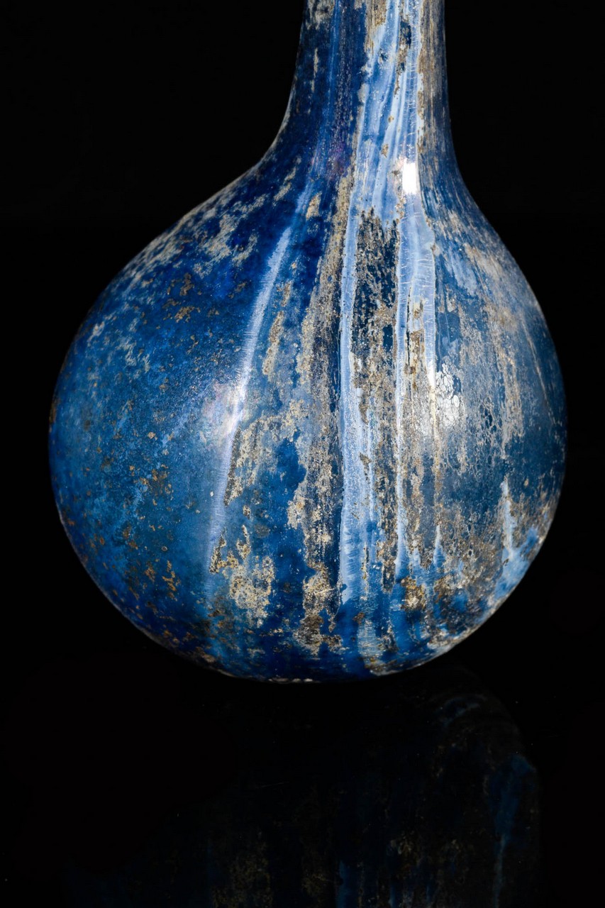 SMALL ROMAN GLASS UNGUENTARIUM - Image 12 of 12