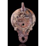 ROMAN OIL LAMP WITH OCTOPUS