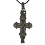 CRUSADERS BRONZE RELIQUARY CROSS PENDANT