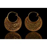 BYZANTINE GOLD OPENWORK FILIGREE EARRINGS