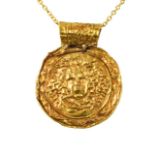 GREEK GOLD PENDANT WITH GORGON HEAD IN RELIEF - ex. Epstein