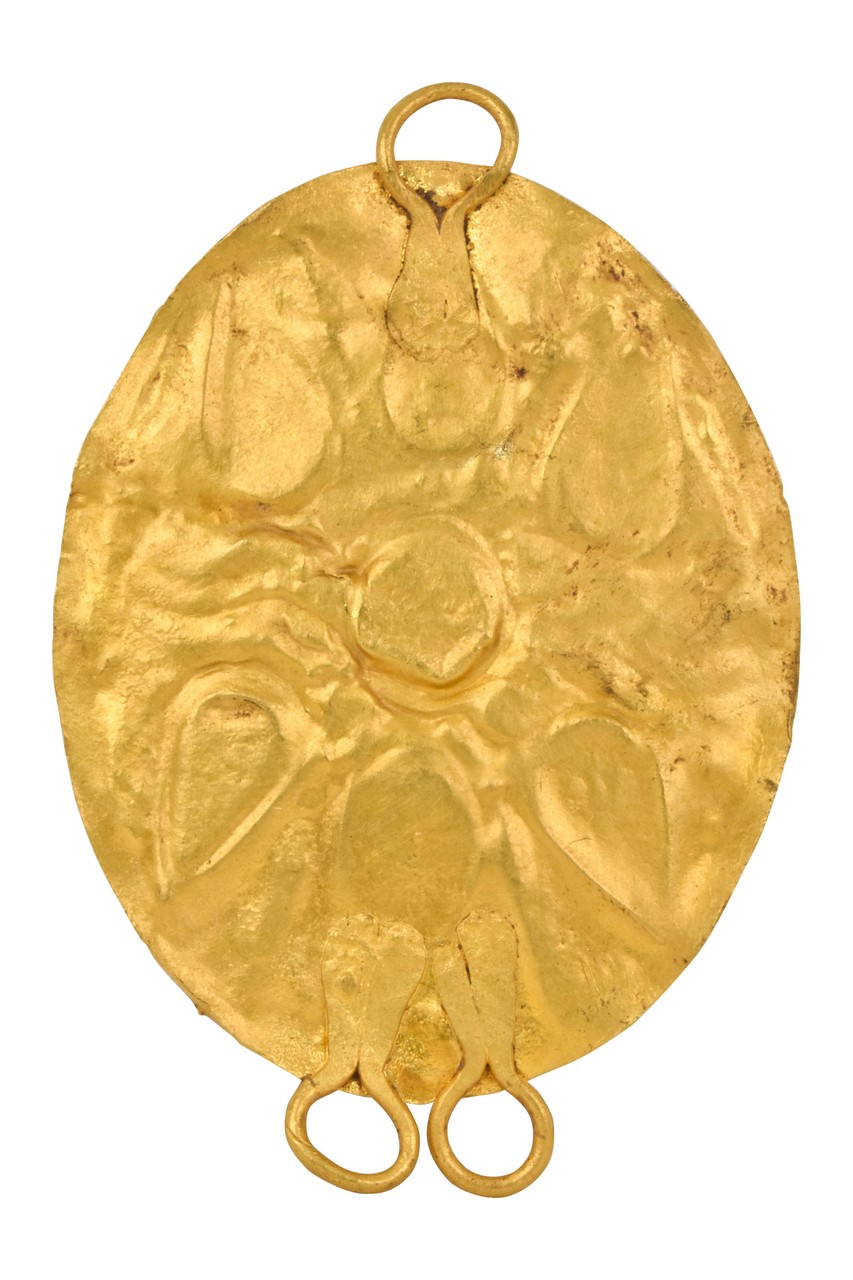 GREEK HELLENISTIC GOLD PENDANT WITH GARNETS AND EMERALDS - Image 3 of 4