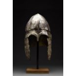 GREEK TINNED CHALCIDIAN HELMET WITH HIGH RELIEF