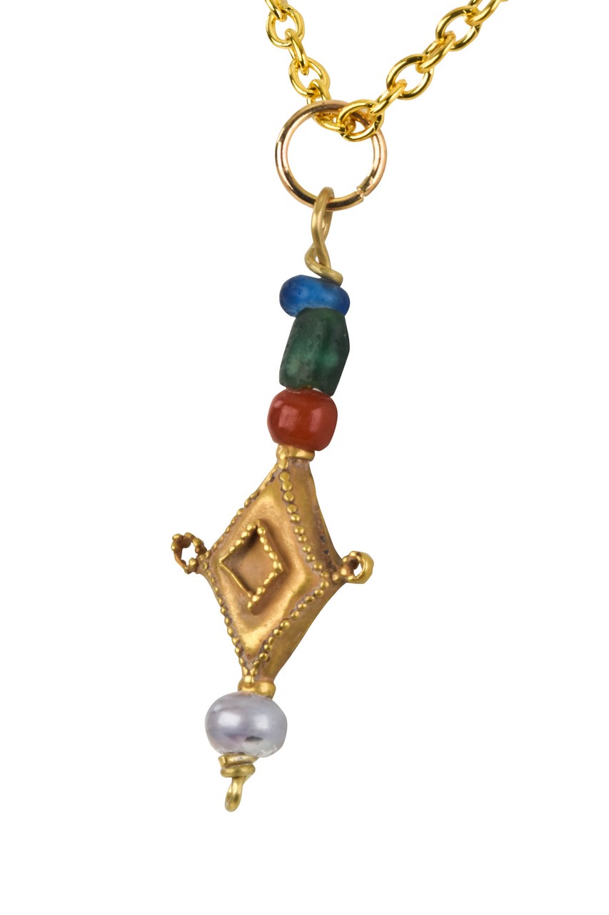 ROMAN GOLD STONE AND PEARLS PENDANT - Image 2 of 3