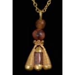 GREEK GOLD AND CARNELIAN FLY PENDANT