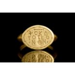 BYZANTINE RELIGIOUS GOLD SIGNET RING
