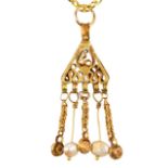 BYZANTINE GOLD PENDANT WTH PEARLS