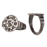 MEDIEVAL SILVER GILT HERALDIC RING