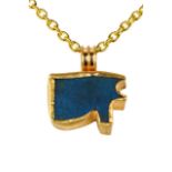 EGYPTIAN LAPIS LAZULI WEDJAT-EYE IN LATER GOLD PENDANT