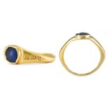 ROMAN GOLD RING WITH BLUE GLASS