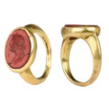 ROMAN INTAGLIO WITH FAUSTINA II IN GOLD RING