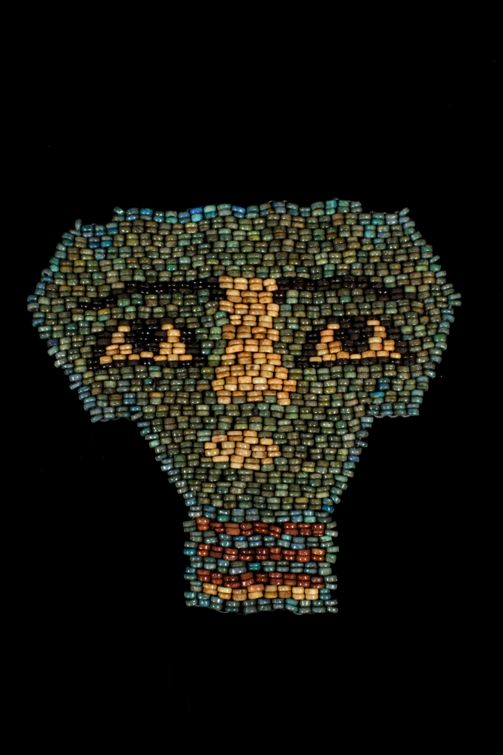 EGYPTIAN FAIENCE BEADED MUMMY MASK