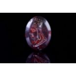 BLOOD STONE INTAGLIO WITH A PORTRAIT OF ARMENIAN KING