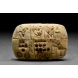 EARLY SUMERIAN CUNEIFORM PICTOGRAPHIC ADMINISTRATIVE TABLET