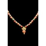 GRAECO-ROMAN GOLD AND CORAL PHALLIC PENDANT