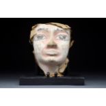 EGYPTIAN GESSO PAINTED COFFIN MASK - WITH REPORT