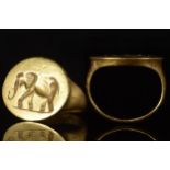 GREEK SOLID GOLD RING WITH ELEPHANT