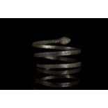 ROMANO-EGYPTIAN SILVER COILED SNAKE BRACELET