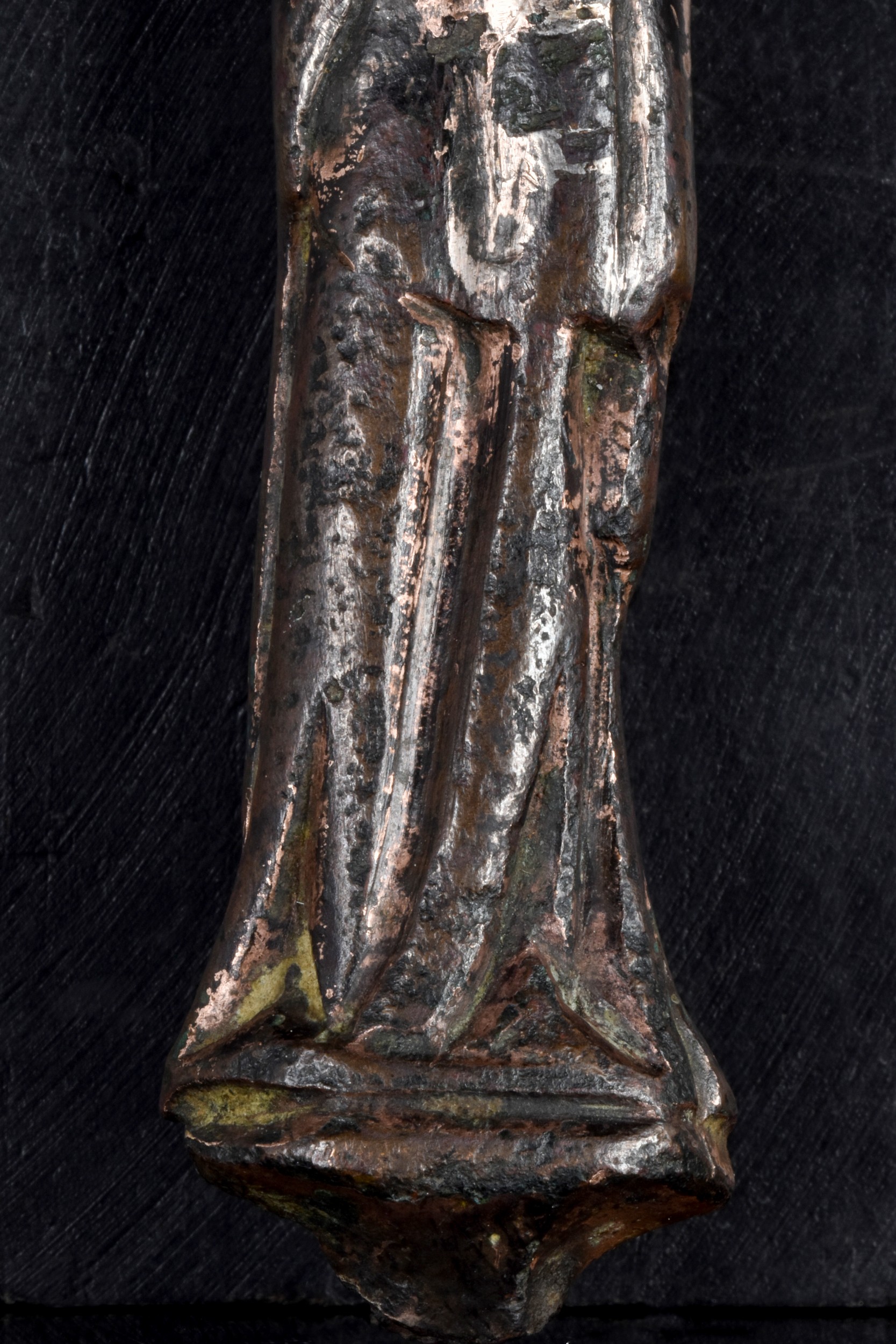 RARE MEDIEVAL LIMOGE GILDED BRONZE VIRGIN MARY FIGURE - Bild 3 aus 3