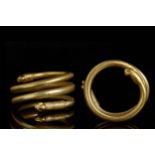 HEAVY EARLY BRONZE AGE GOLD COILED HAIR RING