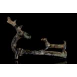 ROMANO-BRITISH BRONZE STAG AND DOG PATERA HANDLE