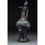 ROMAN FIGURAL BRONZE JUG WITH MALE HEAD