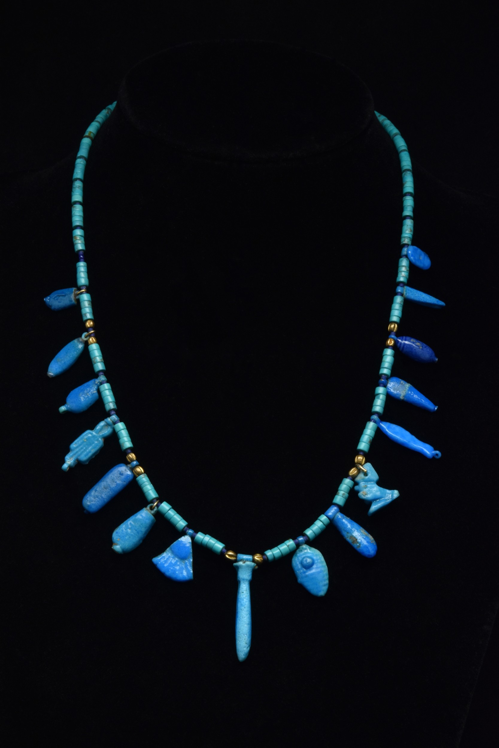 EGYPTIAN FAIENCE AMULETIC NECKLACE