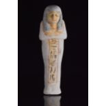 RARE EGYPTIAN LIMESTONE PAINTED POLYCHOME SHABTI FOR LADY PIU - WITH REPORT