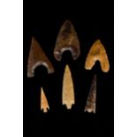 A COLLECTION OF 6 ANCIENT EGYPTIAN ARROWHEADS