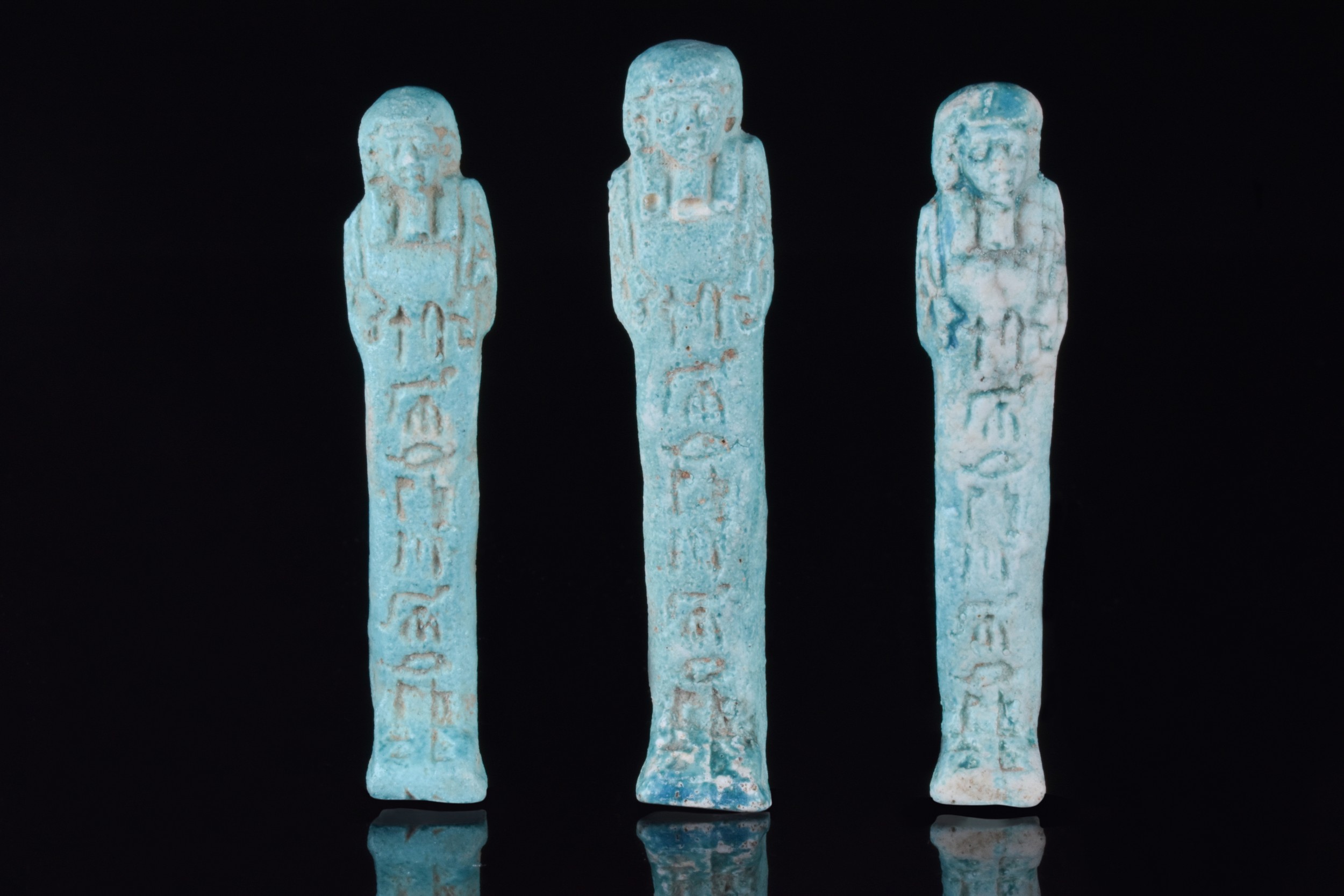 EGYPTIAN FAIENCE SHABTI GROUP - TRANSLATED