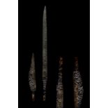 A PAIR OF MEDIEVAL IRON KNIFE BLADES