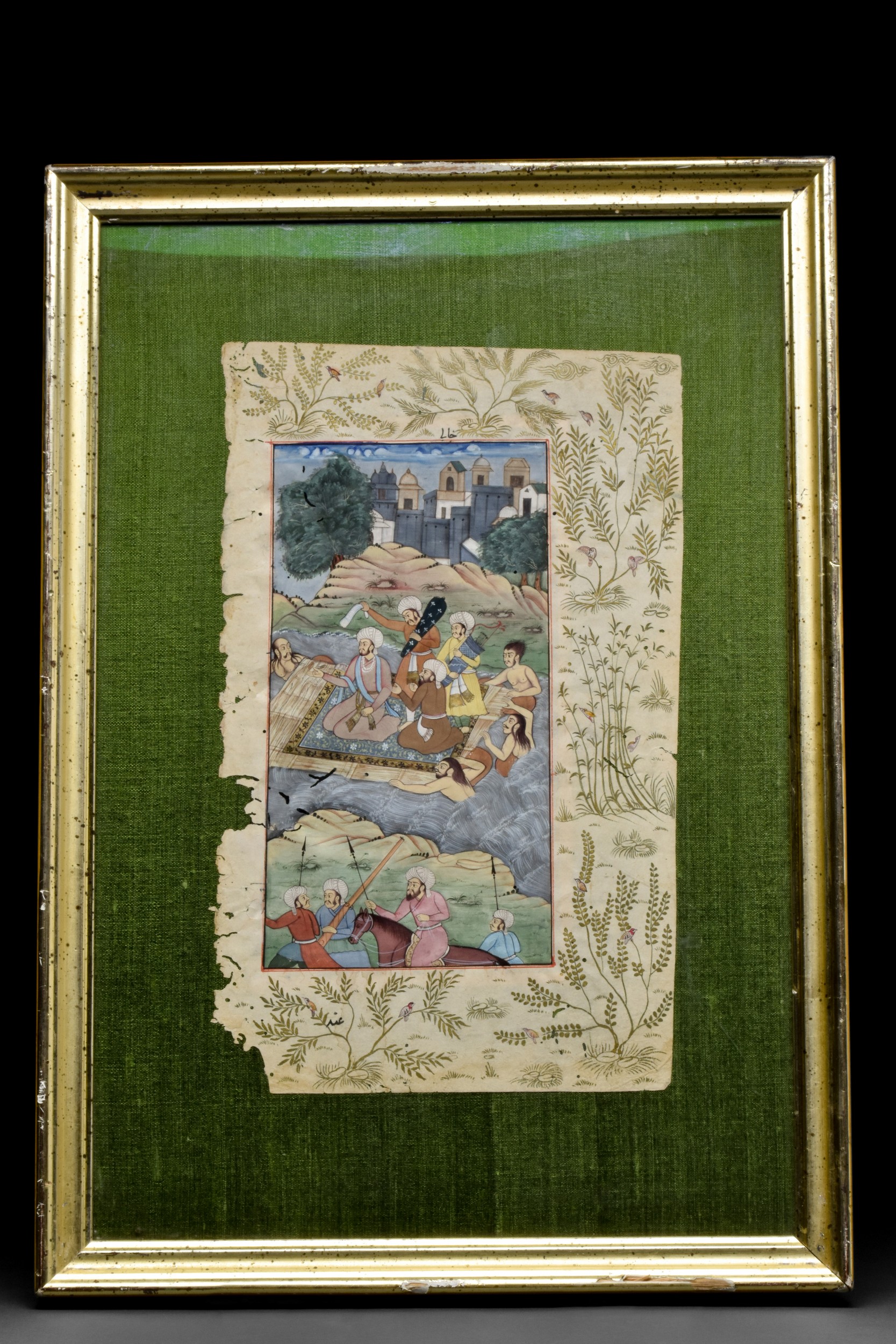 MANUSCRIPT PAGE WITH RIVER CROSSING SCENE