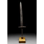 LATE MEDIEVAL LONG DAGGER WITH OFF SQUARE POMMEL