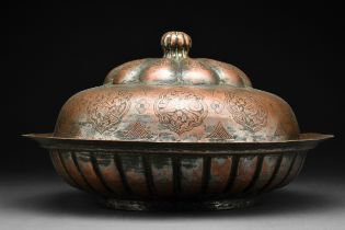 QAJAR REVIVAL TINNED COPPER SERVING DISH OR CANTEEN