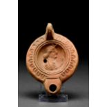 ROMAN TERRACOTTA OIL LAMP WITH LUNA