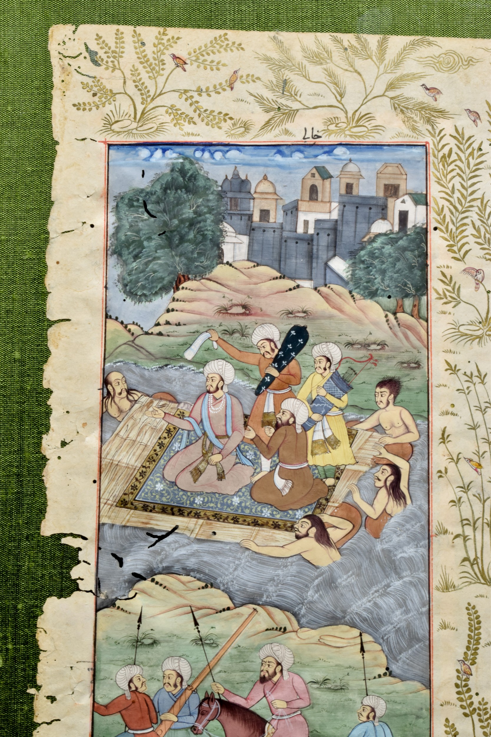 MANUSCRIPT PAGE WITH RIVER CROSSING SCENE - Image 4 of 6