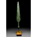 ANCIENT BRONZE SPEAR WITH TWISTED DECORATION