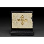 BYZANTINE STONE TILE WITH GOLD GILDED HOLY CROSS