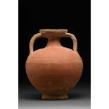 ROMAN TERRA SIGILLATA TWO-HANDLED OVOID VESSEL