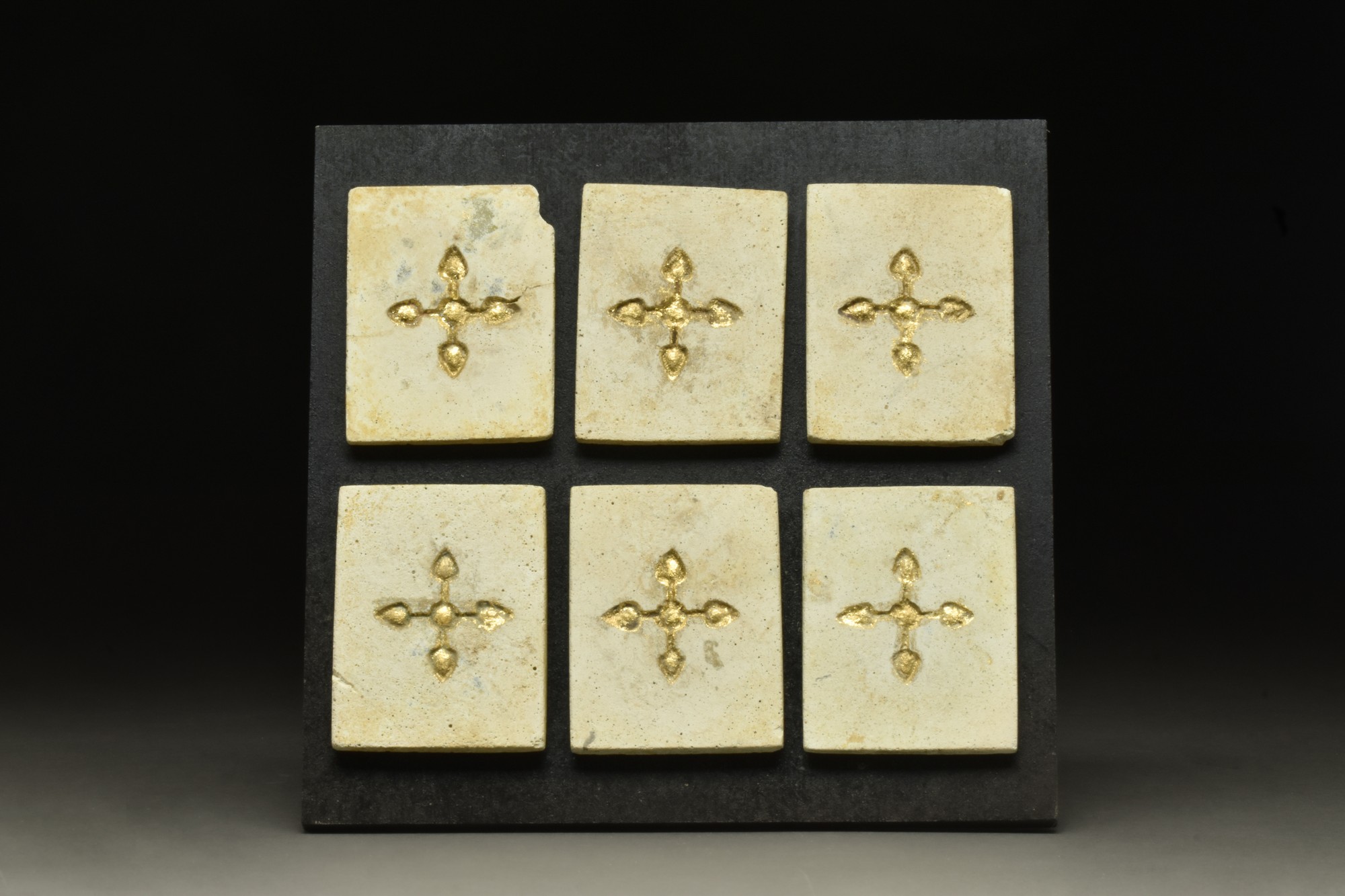 BYZANTINE STONE TILES WITH GOLD GILDED HOLY CROSSES