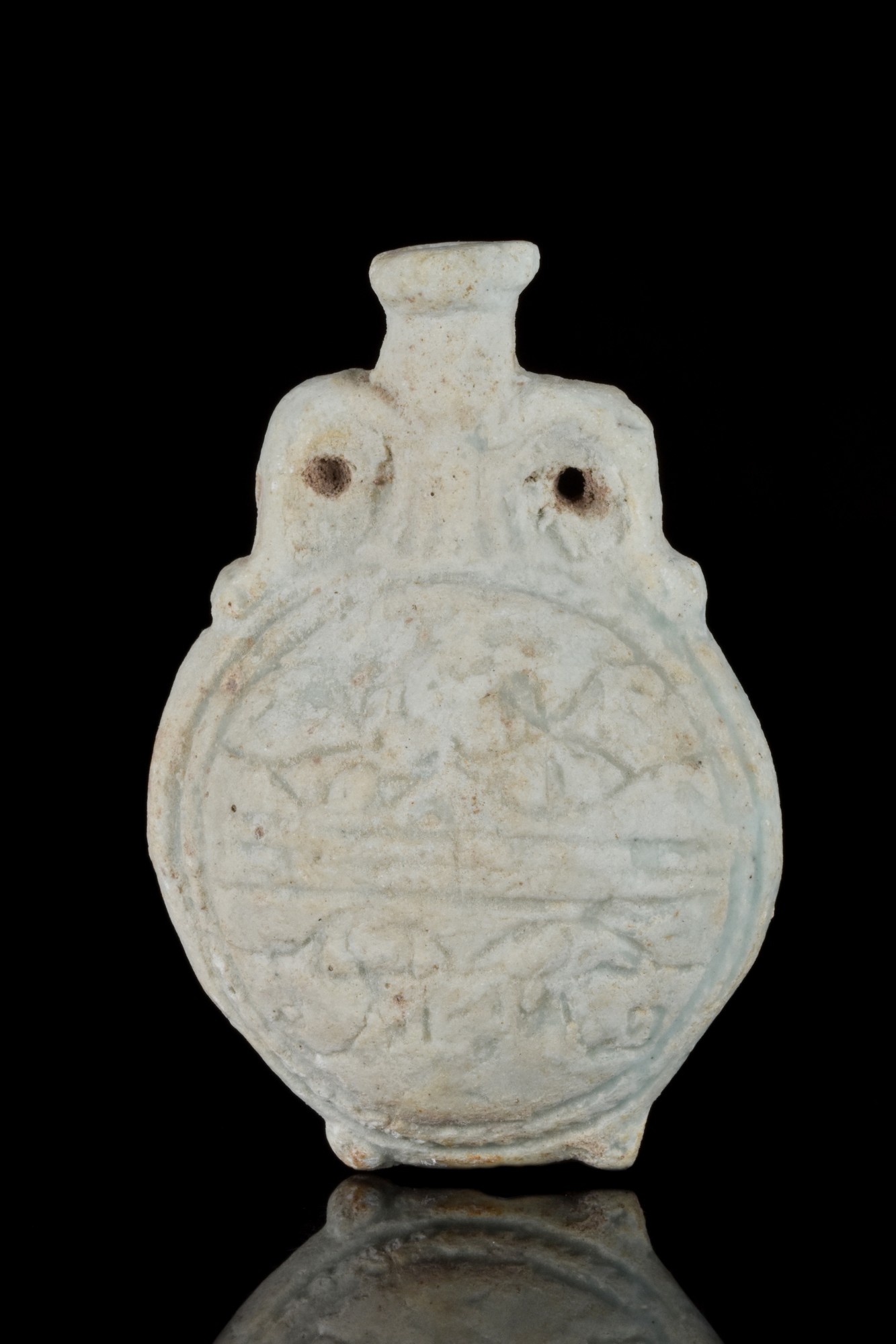 EGYPTIAN FAIENCE NEW YEAR'S FLASK WITH BES - Image 4 of 5
