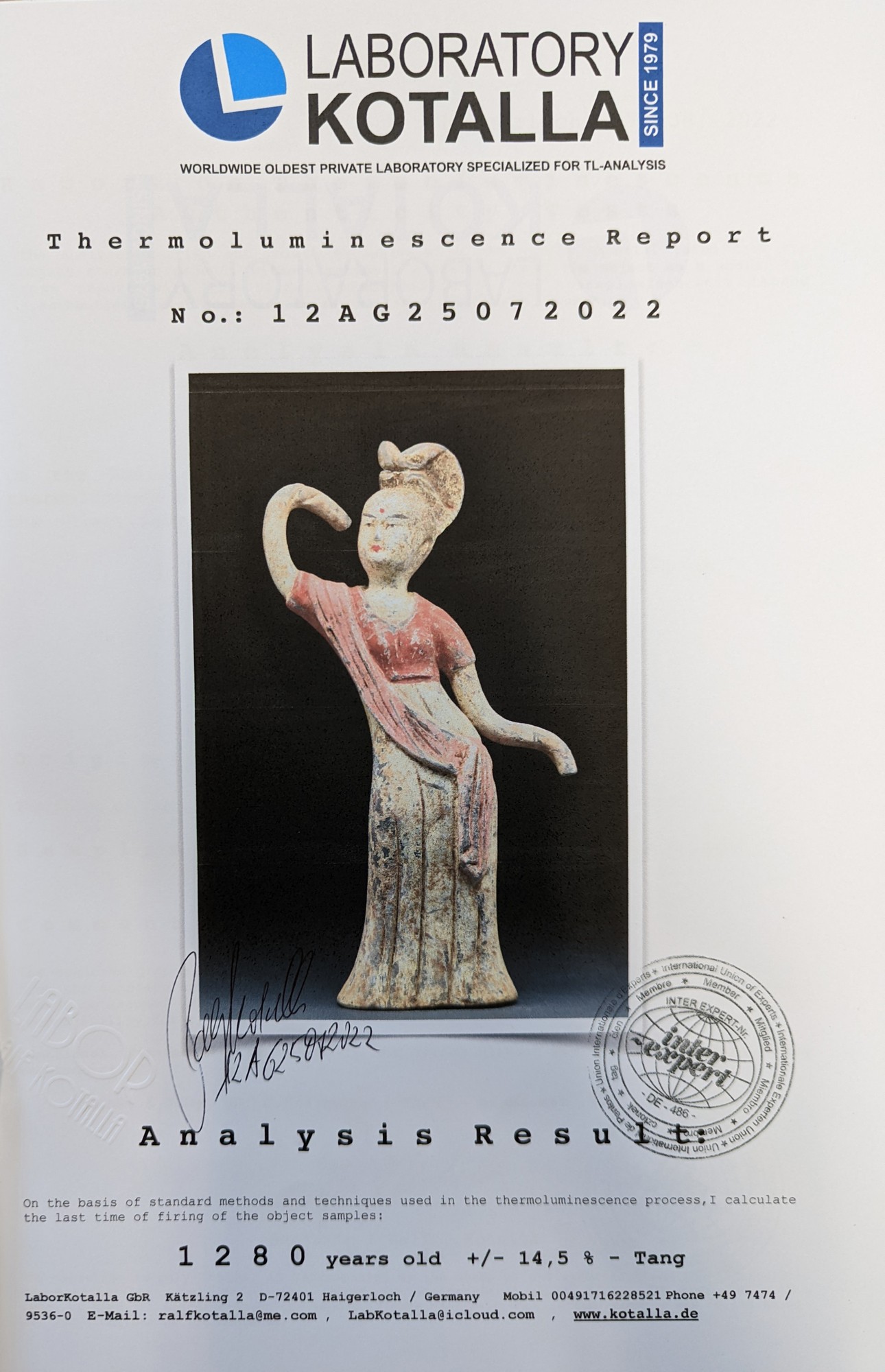 CHINESE TANG DYNASTY TERRACOTTA FEMALE DANCER - TL TESTED - Bild 5 aus 5