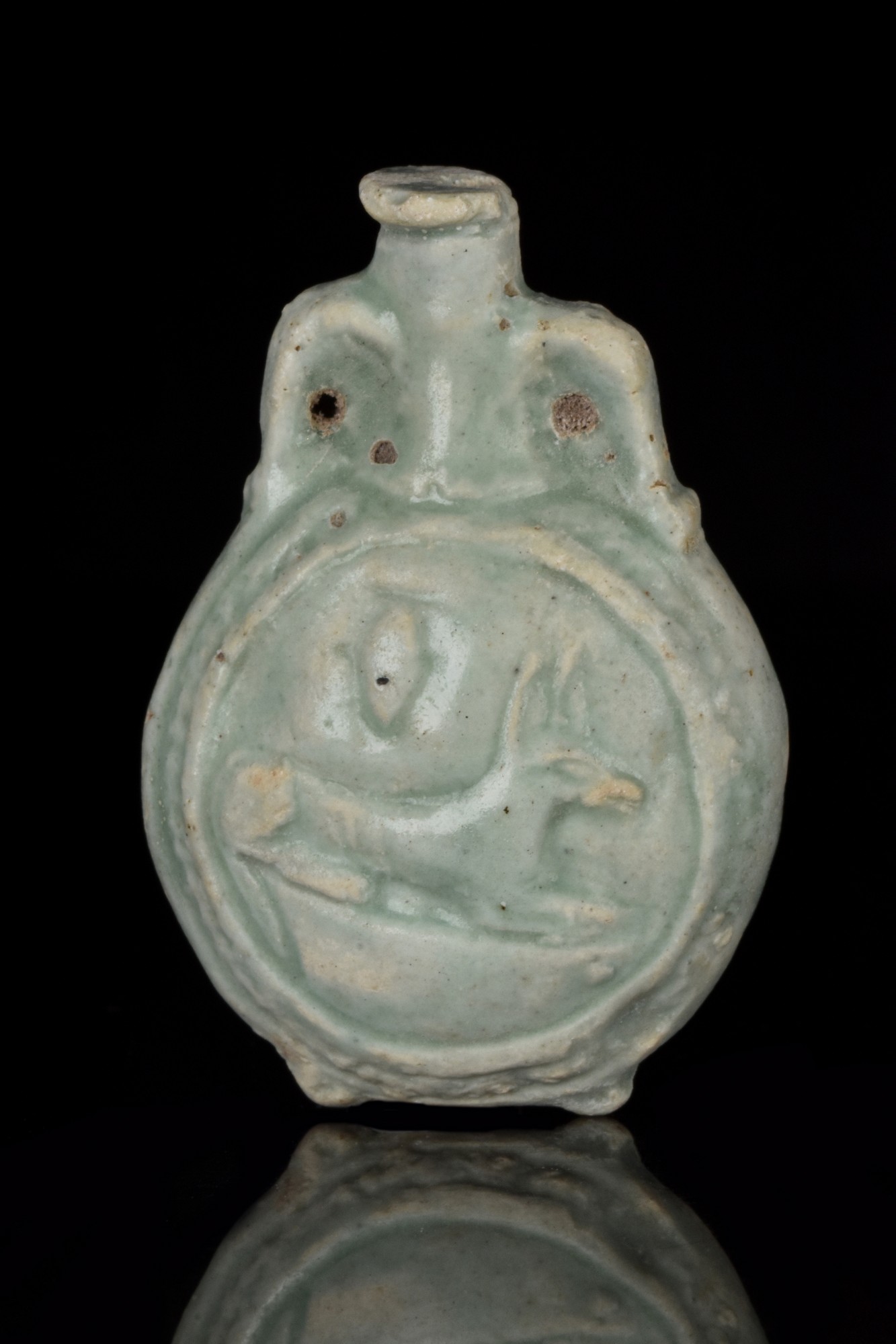 EGYPTIAN FAIENCE NEW YEAR'S FLASK WITH ANUBIS - Bild 4 aus 4